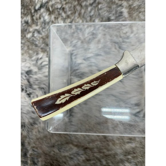 Vintage Regent Sheffield 3 Pieces Woodgrain Brown Tan Leaf Design Stainless Stee - Picture 11 of 12